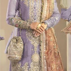 CC Boutique Purple Embellished Tiered Wedding Dress